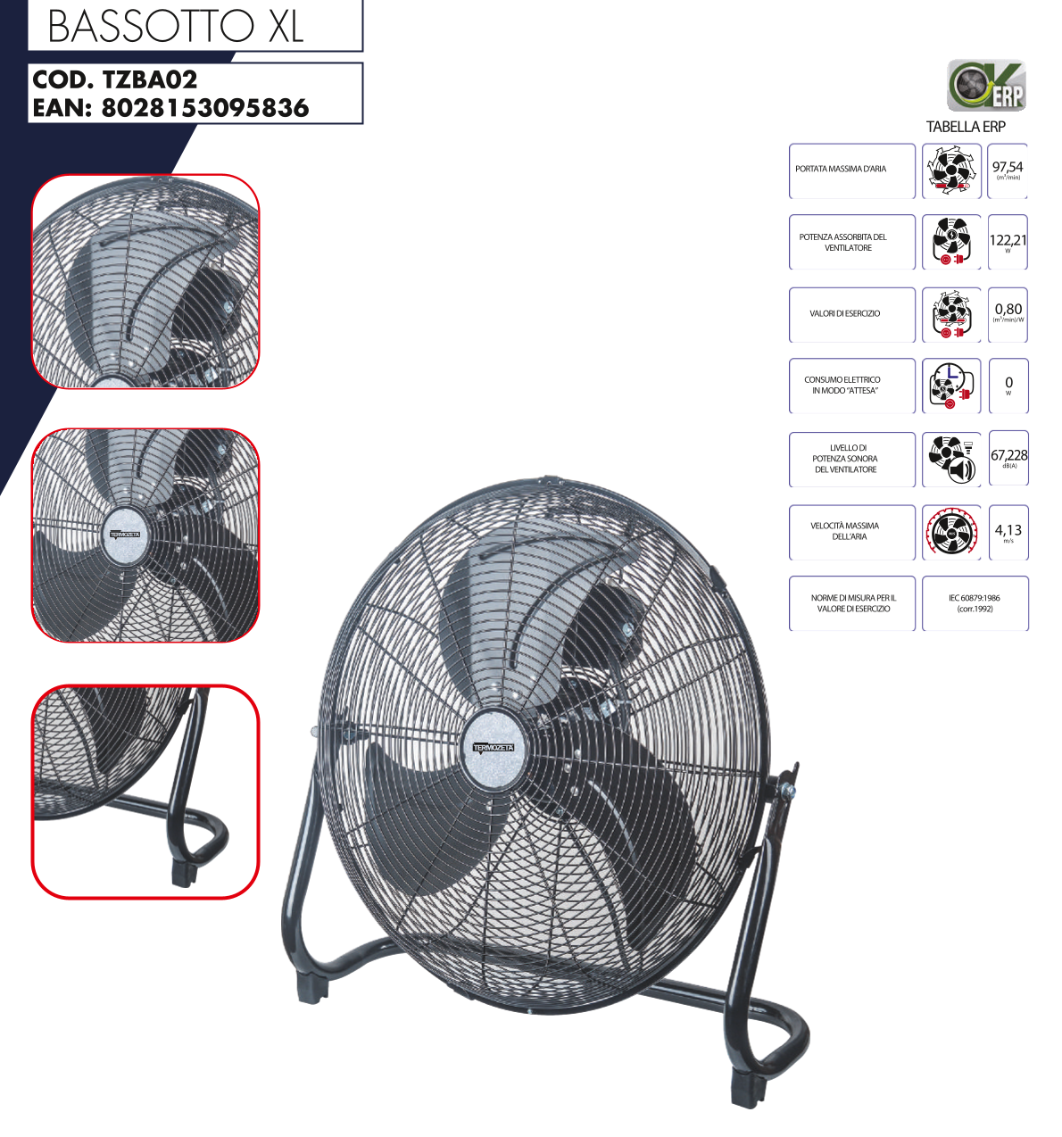 Termozeta Ventilatore da Pavimento Bassotto XL TZBA02