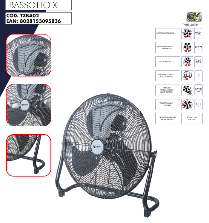Termozeta Ventilatore da Pavimento Bassotto XL TZBA02