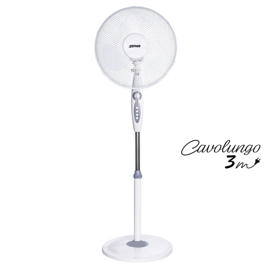 Zephir PBA41TM Ventilatore a piantana 3 velocità 133cm oscillazione  timer 45W Bianco
