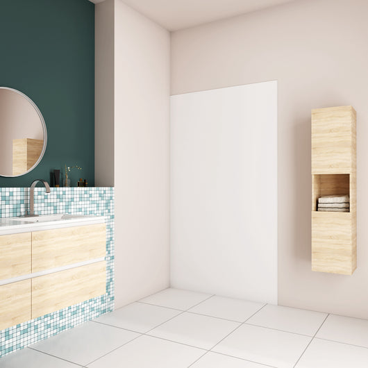 120x210 cm Pannello Doccia Realizzato in Alluminio Spessore 3mm con Profili Finitura Bianco Opaco per Rivestimento Parete Bagno