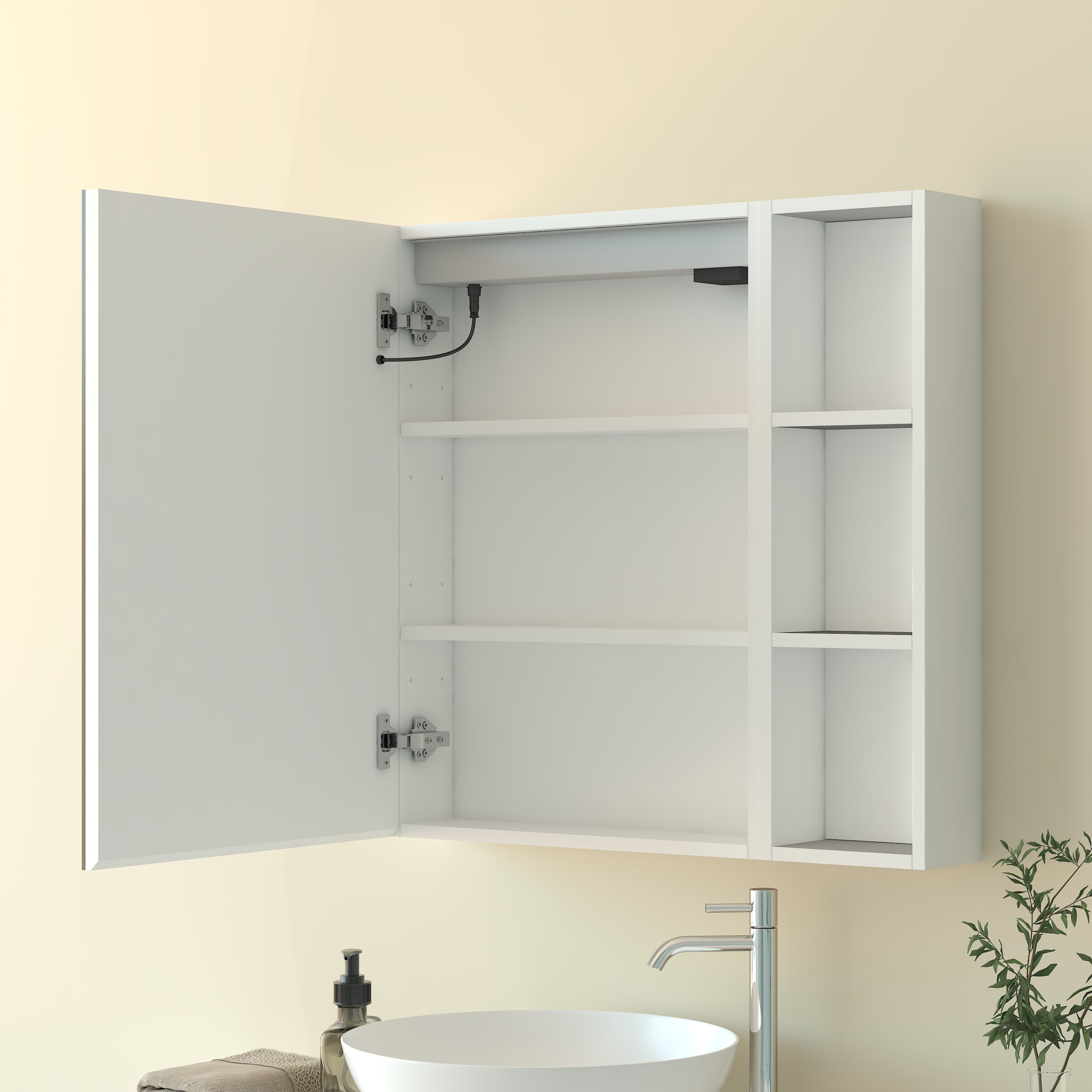 Mobiletto Specchiera Pensile da Bagno 50x70 cm, Bianco