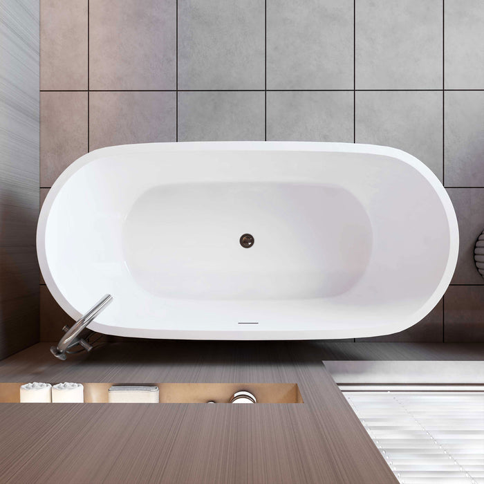 Vasca da Bagno a Isola Freestanding in Acrilico da 170x80x58 cm, Colore Bianco, Forma Ovale