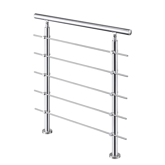 Balaustra Corrimano Ringhiera in acciaio inox spazzolato 100x106cm per interni ed esterni 5 barre trasversali