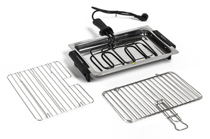 Melchioni Family | Griglia Elettrica Singola e Doppia Apribile, SPIEDINA, 1600W, Nero/Acciaio, Griglia in Acciaio Inox per Alimenti, con Dispositivo di Sicurezza, Dimensioni 24x36cm