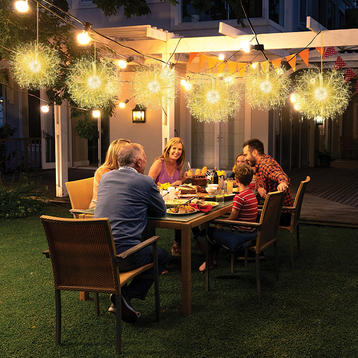 2 Pezzi di luce a dente di leone appesa da 54 e 44cm, Ornamenti illuminati di natale con 1488 LED bianchi caldi-Alberi di Natale