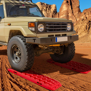 2 Tavole di recupero per fuoristrada, Piastre di trazione per liberare veicoli da neve sabbia 107x31x7cm Rosso-Accessori per veicoli