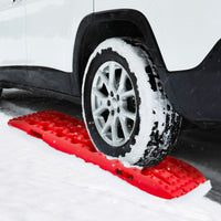 2 Tavole di recupero per fuoristrada, Piastre di trazione per liberare veicoli da neve sabbia 107x31x7cm Rosso-Accessori per veicoli