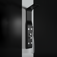 Pannello doccia idromassaggio in ABS verniciato a polvere finitura nero opaco