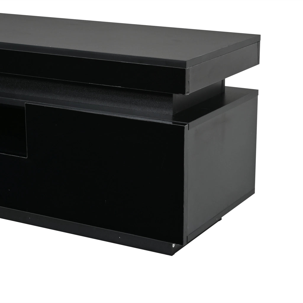 Mobile TV con 2 vani e 1 cassetto; LED; per soggiorno; 175×38×45 cm; nero