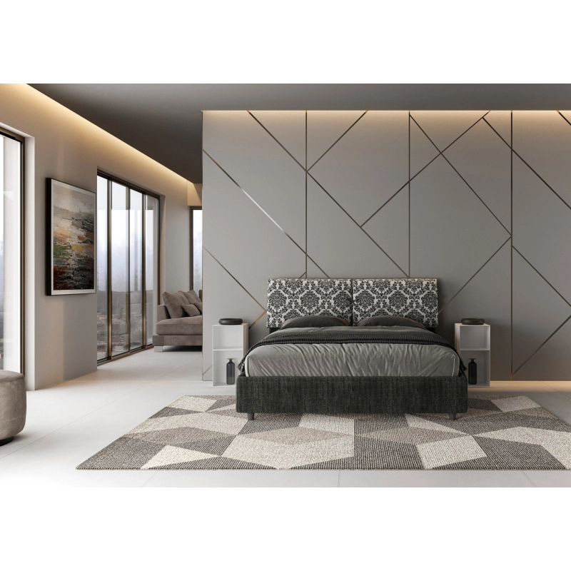 Letto imbottito Matrimoniale 160x210 cm tessuto Agata Mados - Contenitore,Blu/Blu