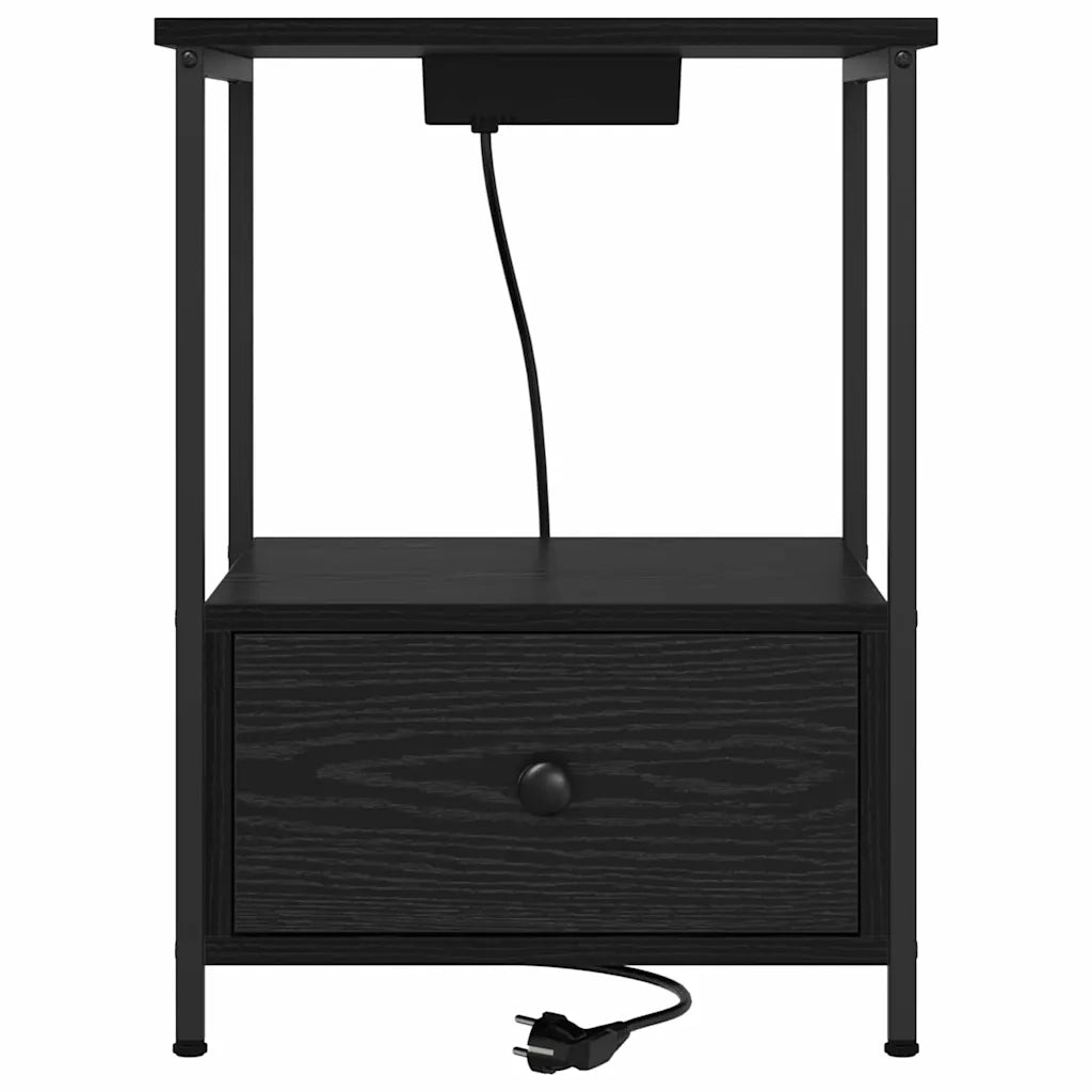 Set di 2 Comodini | Armadio da Notte | Mobiletto da notte con cassetto Rovere Nero 42 x 41 x 56 cm