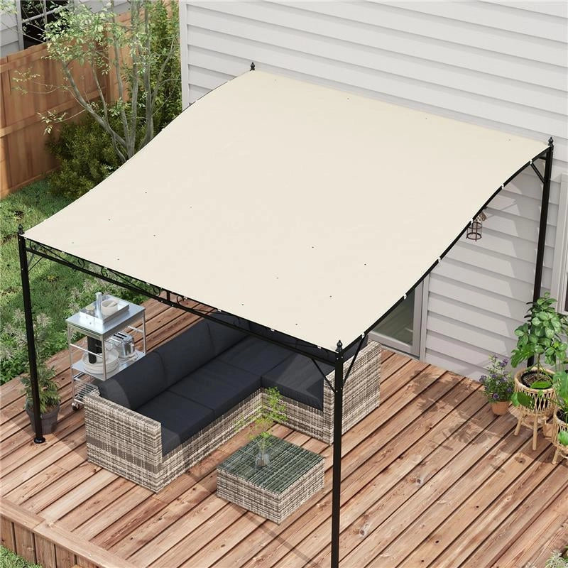 TELO DI RICAMBIO PER PERGOLA DA GIARDINO 2.5X3 M CON 8 FORI DI DRENAGGIO IN POLIESTERE 297X243 CM BEIGE