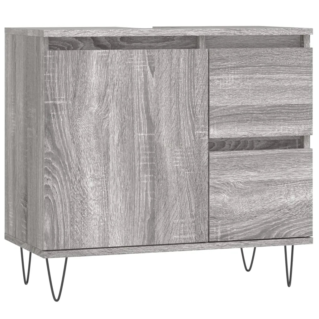 Set Mobili da Bagno 3 pz Grigio Sonoma in Legno Multistrato
