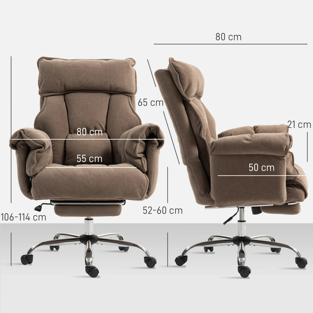 Sedia da ufficio ergonomica ¨C zephmum ¨C schienale regolabile, poggiapiedi, tessuto beige chiaro