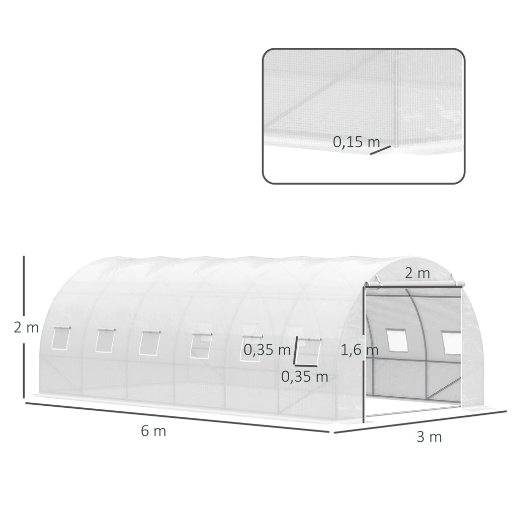 Serra Tunnel 6x3x2 m ¨C zephmum ¨C Bianco PE 140 g/m2 Metal Galvanizzato