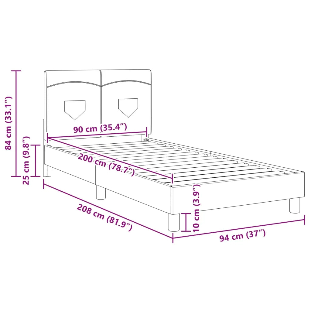 Struttura letto bambini con testata Rosa 90 x 200 cm Tessuto