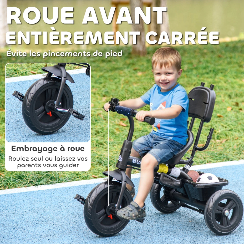 Triciclo per Bambini Pieghevole con Cestino ¨C zephmum ¨C Blu e Nero 105x47x98 cm