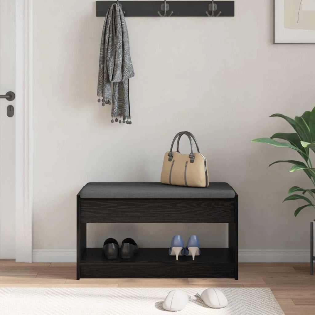 Panca per ingresso con cuscino Rovere Nero 83 x 38 x 45 cm 891577