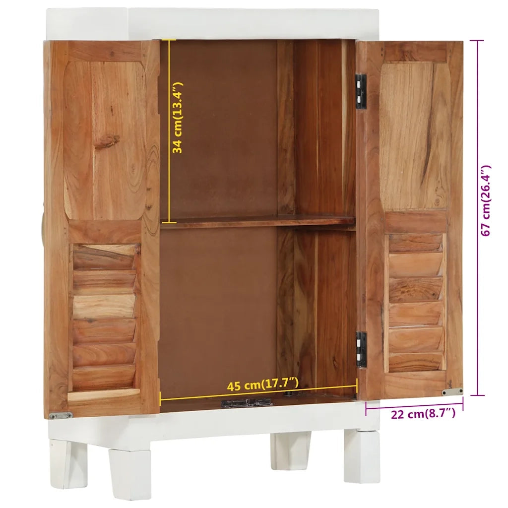 Credenza Bianca 55x30x90 cm in Legno Massello di Acacia 351612