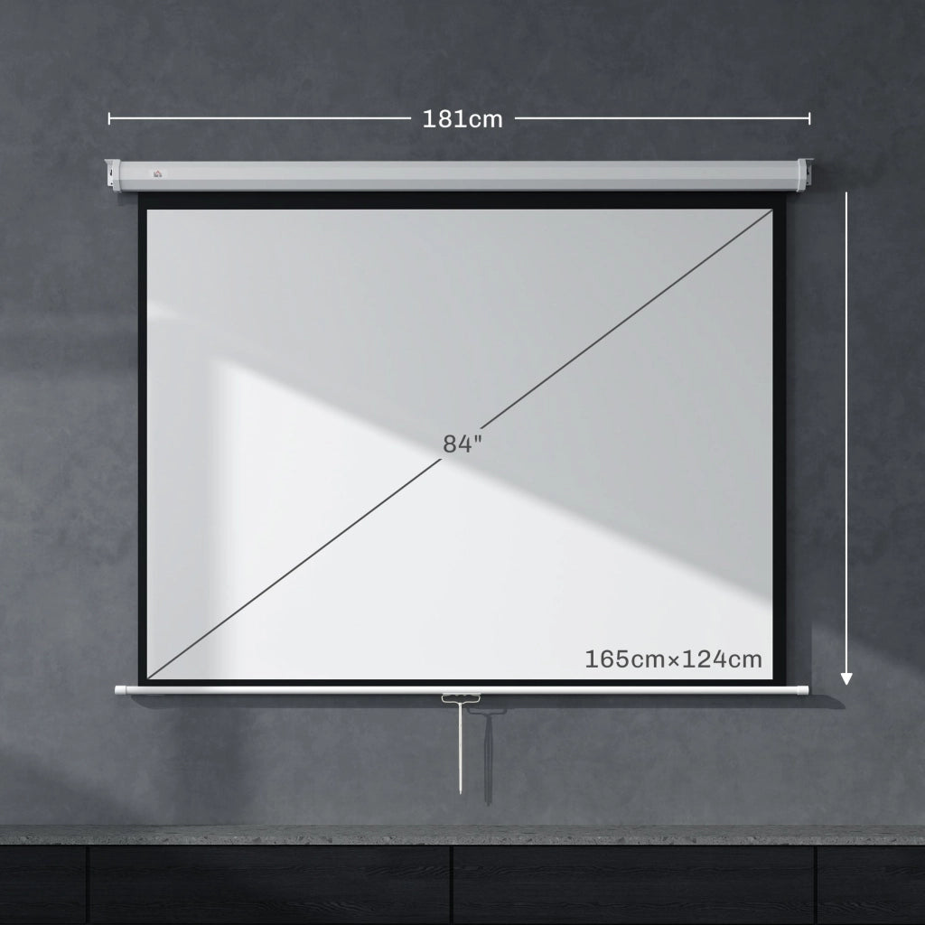 Telo Proiettore  84" Formato 4:3 a Parete o Soffitto 181x8x138 cm Bianco