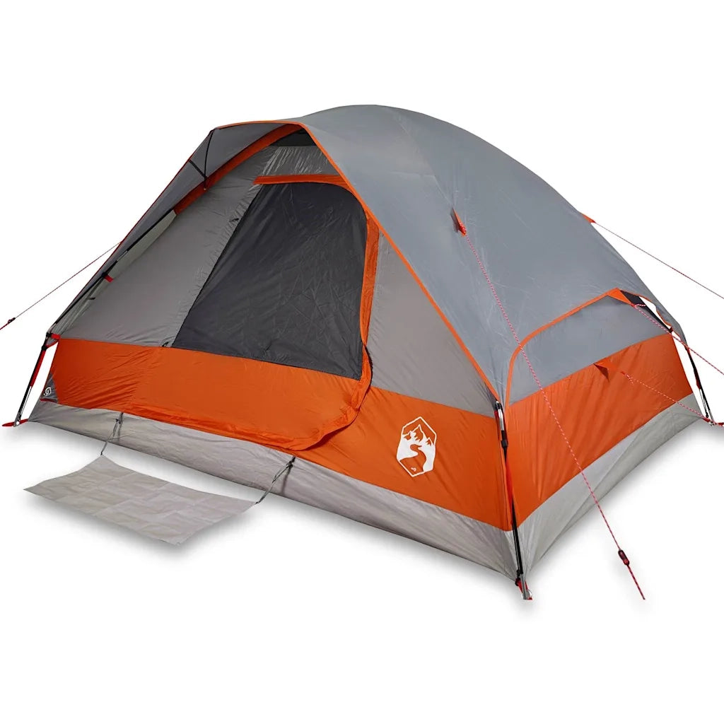 Tenda da Campeggio a Cupola 4 Persone-Tenda per Escursionismo Grigio e Arancione 624610