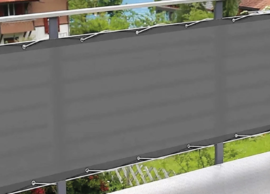 Telo Frangivista Vento Copribalcone Ringhiera Esterno Giardino Tinta Unita Grigio Con Occhielli