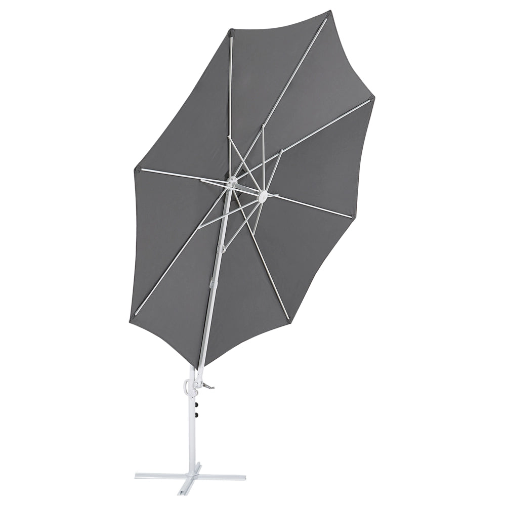 Ombrellone da giardino in tessuto grigio 240 cm girevole resistente agli agenti atmosferici