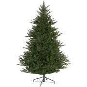 Albero di Natale alto 183 cm, dall'aspetto realistico, facile da montare, con supporto incluso, in plastica ignifuga.