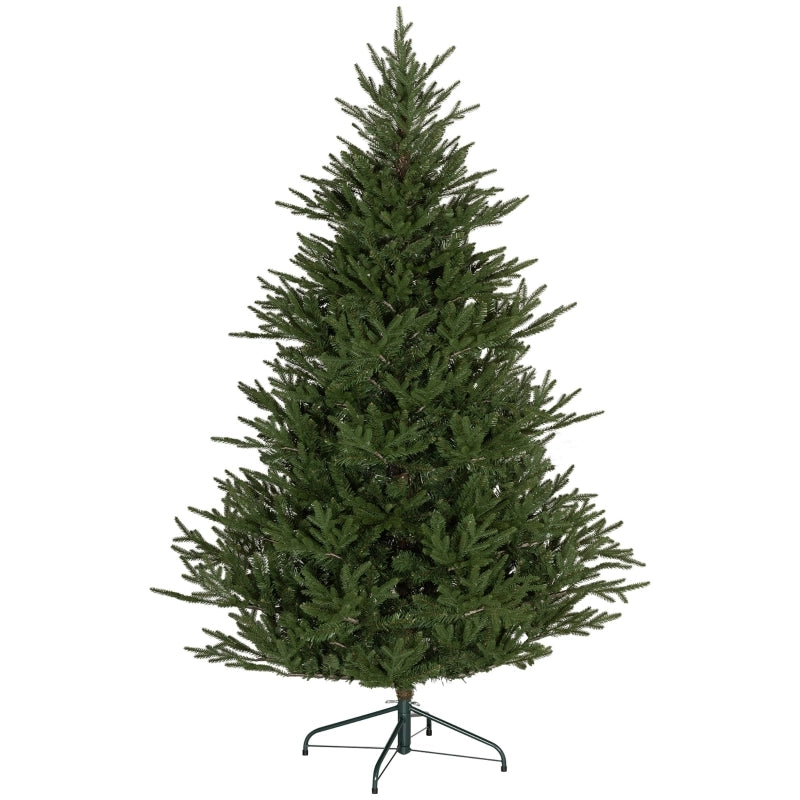 Albero di Natale alto 183 cm, dall'aspetto realistico, facile da montare, con supporto incluso, in plastica ignifuga.