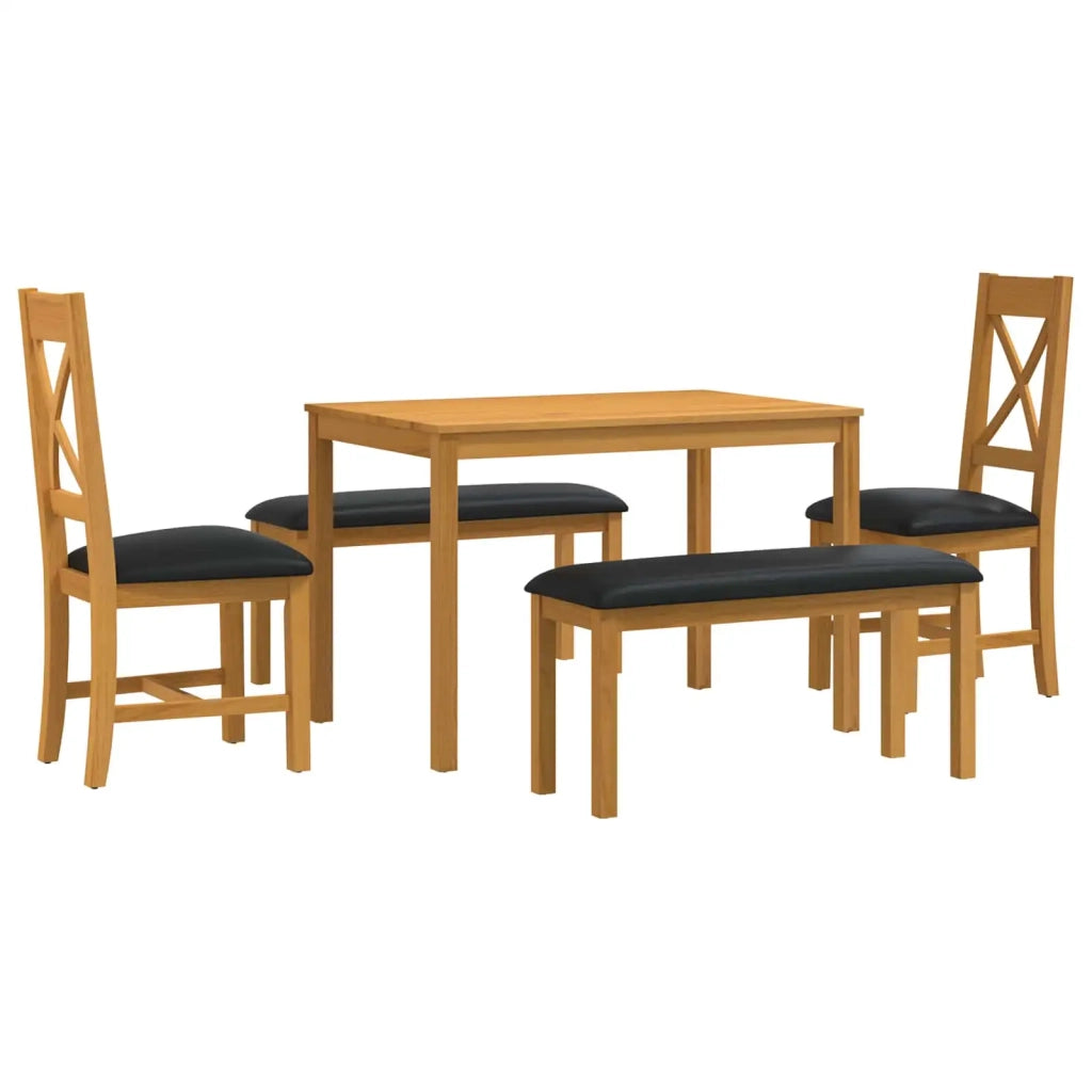 Set da pranzo 5 pz Nero Legno di Quercia Massello 3430292