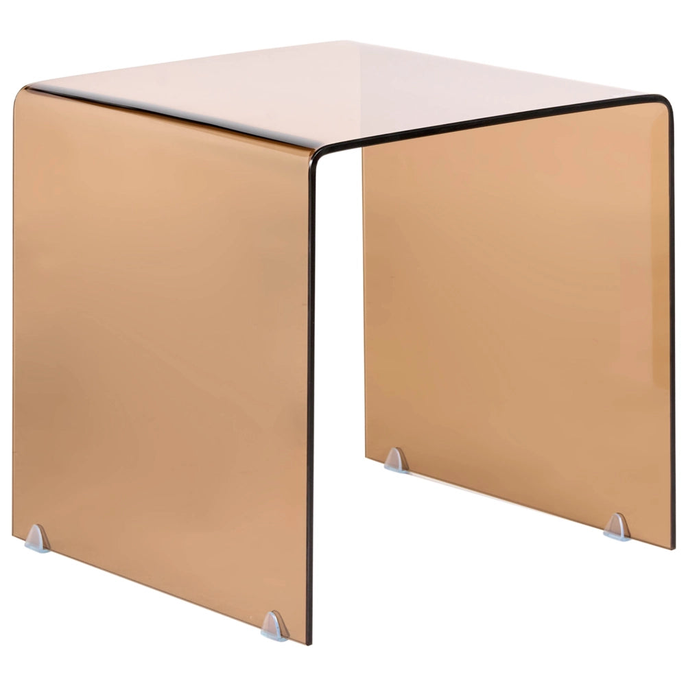 Set di 2 Tavolini Rettangolari a Nido in Vetro marrone stile Minimalista soggiorno