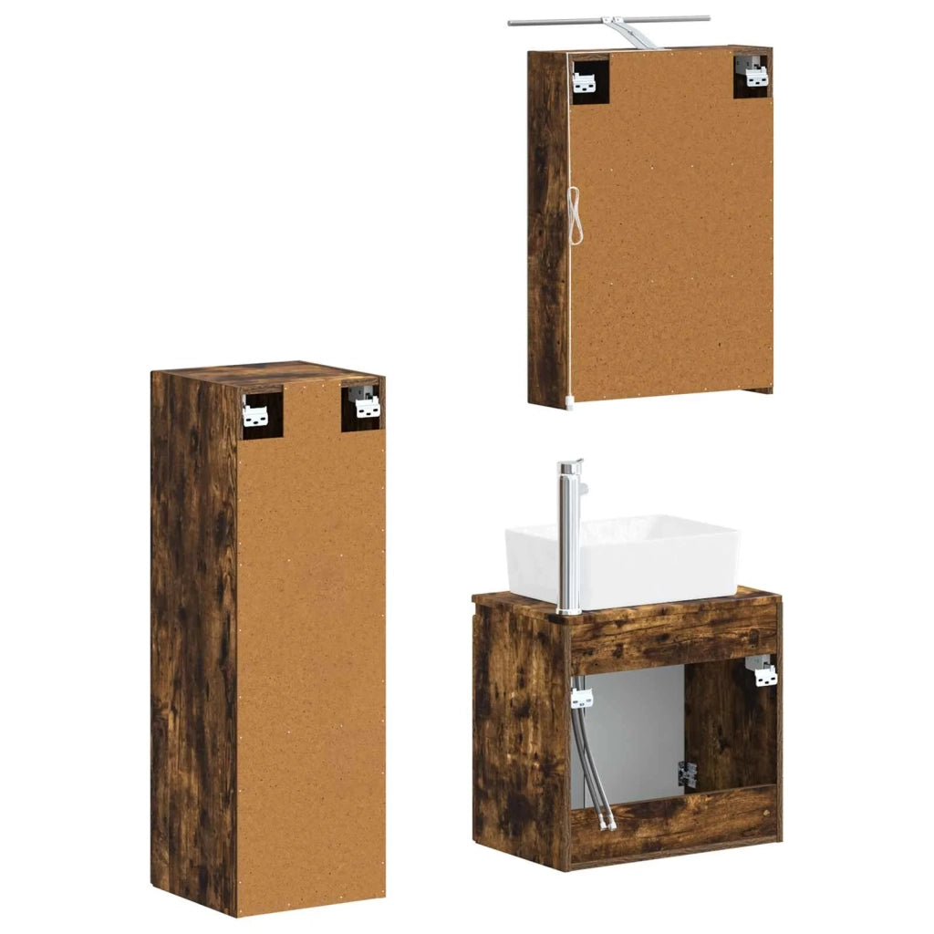 Set di mobili per il bagno 4 pcs Rovere Fumo 3407435