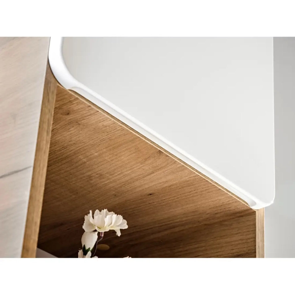 Colonna bagno ERBANO – Rovere chiaro e bianco lucido – 35x170 cm – 2 porte – Da appendere