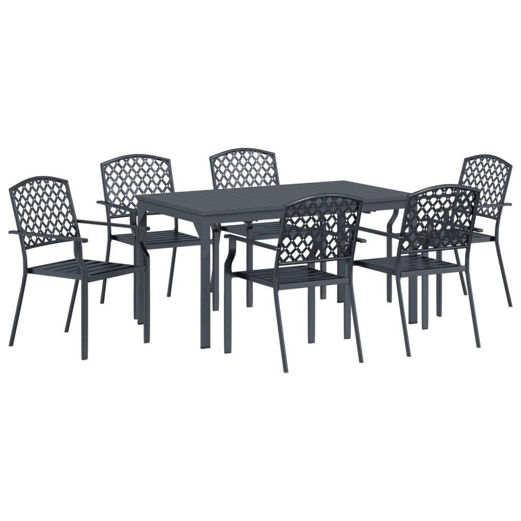 Set da Pranzo da Giardino  7 Pezzi Acciaio Antracite