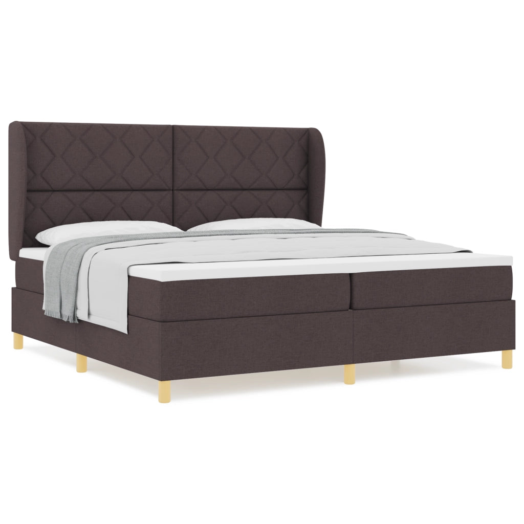 Letto Box Spring con Materasso Marrone Scuro 200x200 cm Tessuto