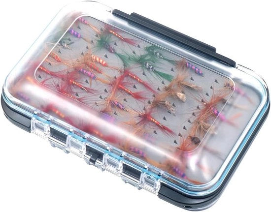 Kit di pesca al volo per trota con box per mosche acqua resistente - 64 pezzi.