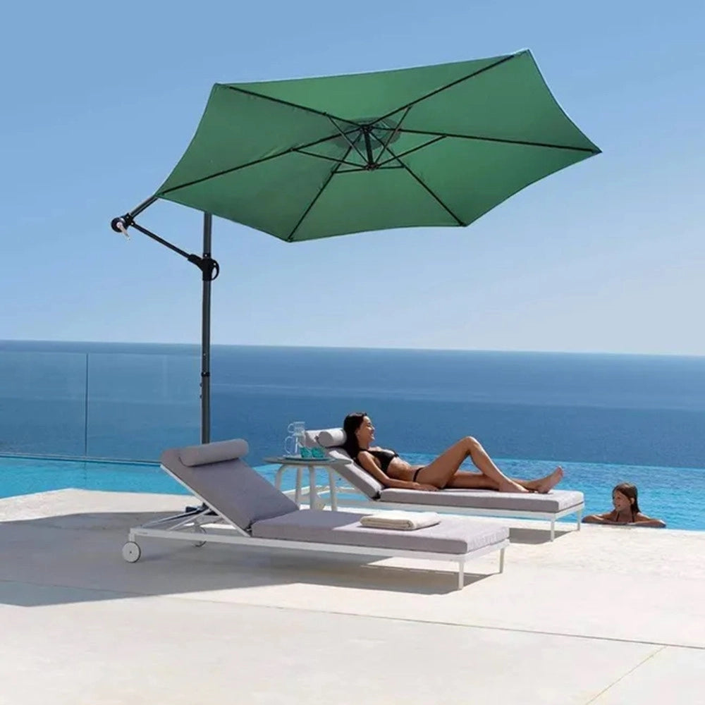 Trade Shop - Ombrellone Decentrato Lato Da Giardino Protezione Solare Parasole ⌀300cm Verde 206426 -