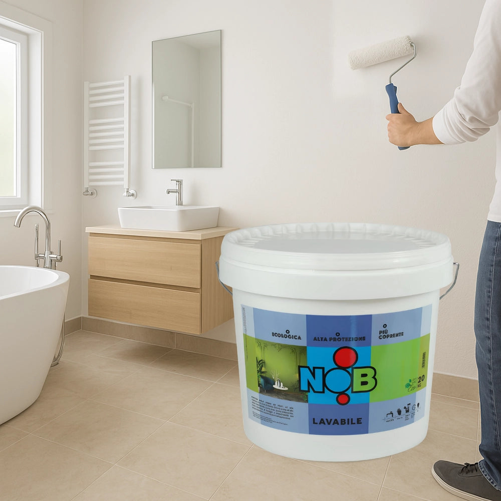 Idropittura lavabile ecologica murale acrilica interni colore bianco nob *** formato 5 kg, confezione 1