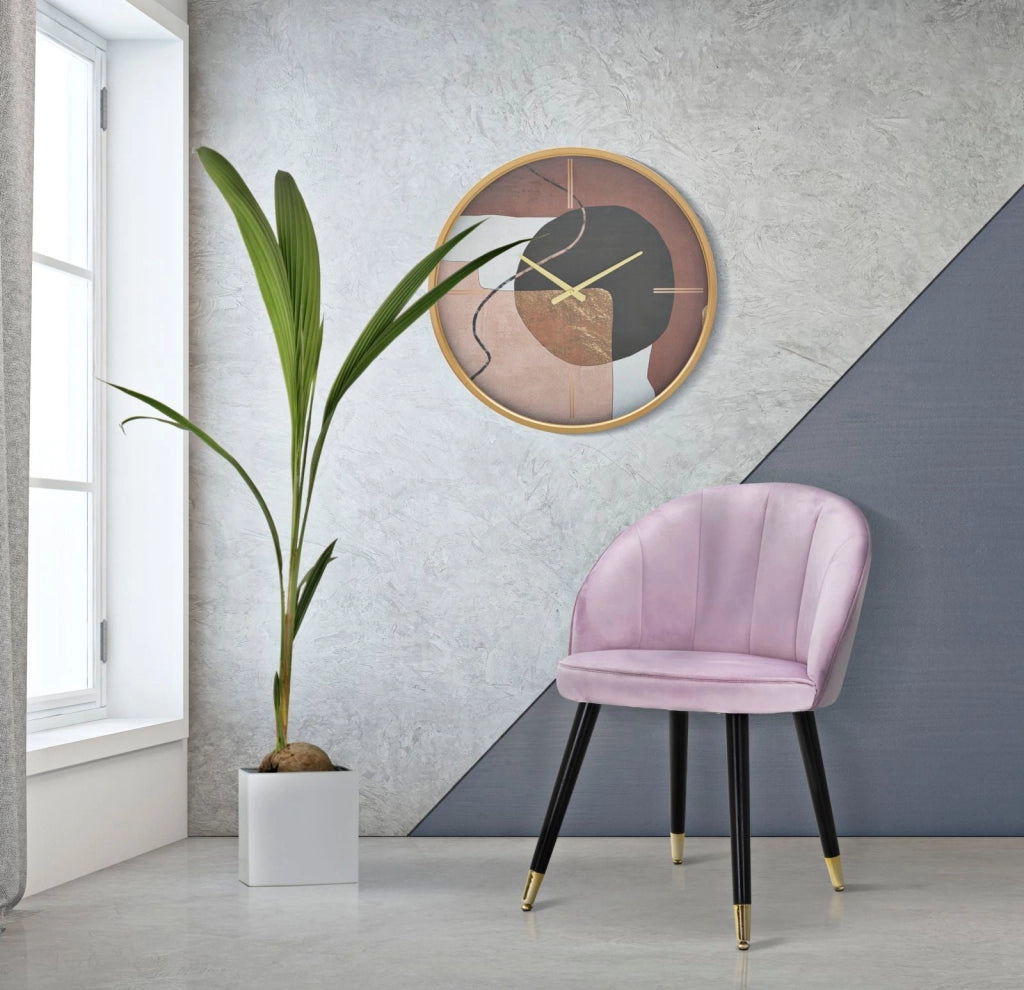 Sedia Loty Rosa 57x58x80 cm in Legno e Velluto Rosa Nero e Oro
