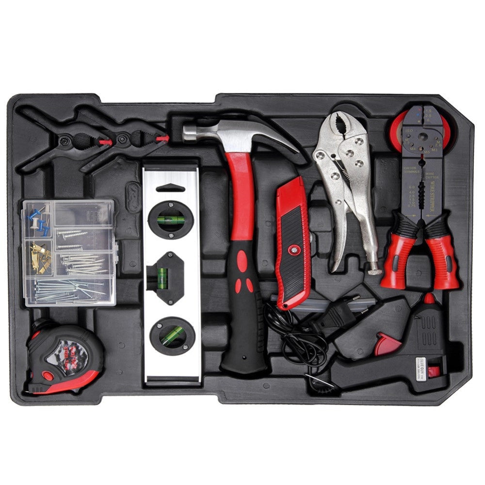 Trade Shop - Set Attrezzi 186pz Trolley Valigia Portattrezzi Cassetta Portautensili Lavoro -