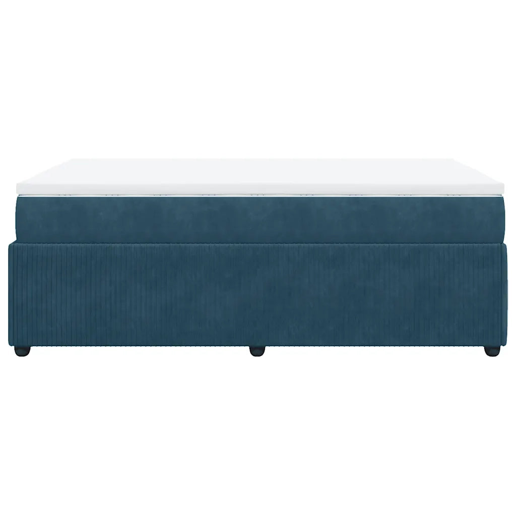Giroletto a Molle con Materasso Blu Scuro 120x200 cm in Velluto
