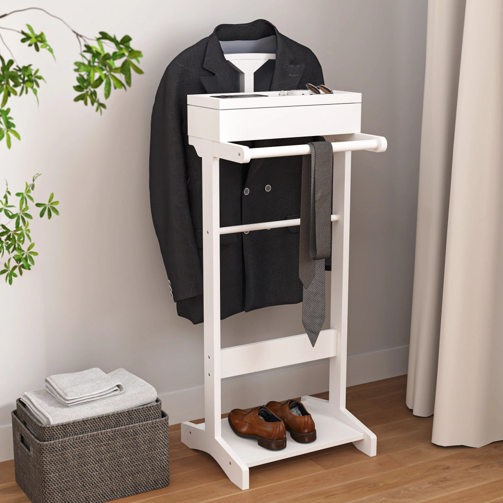 Appendiabiti verticale bianco con cassetto e organizer, struttura leggera in MDF