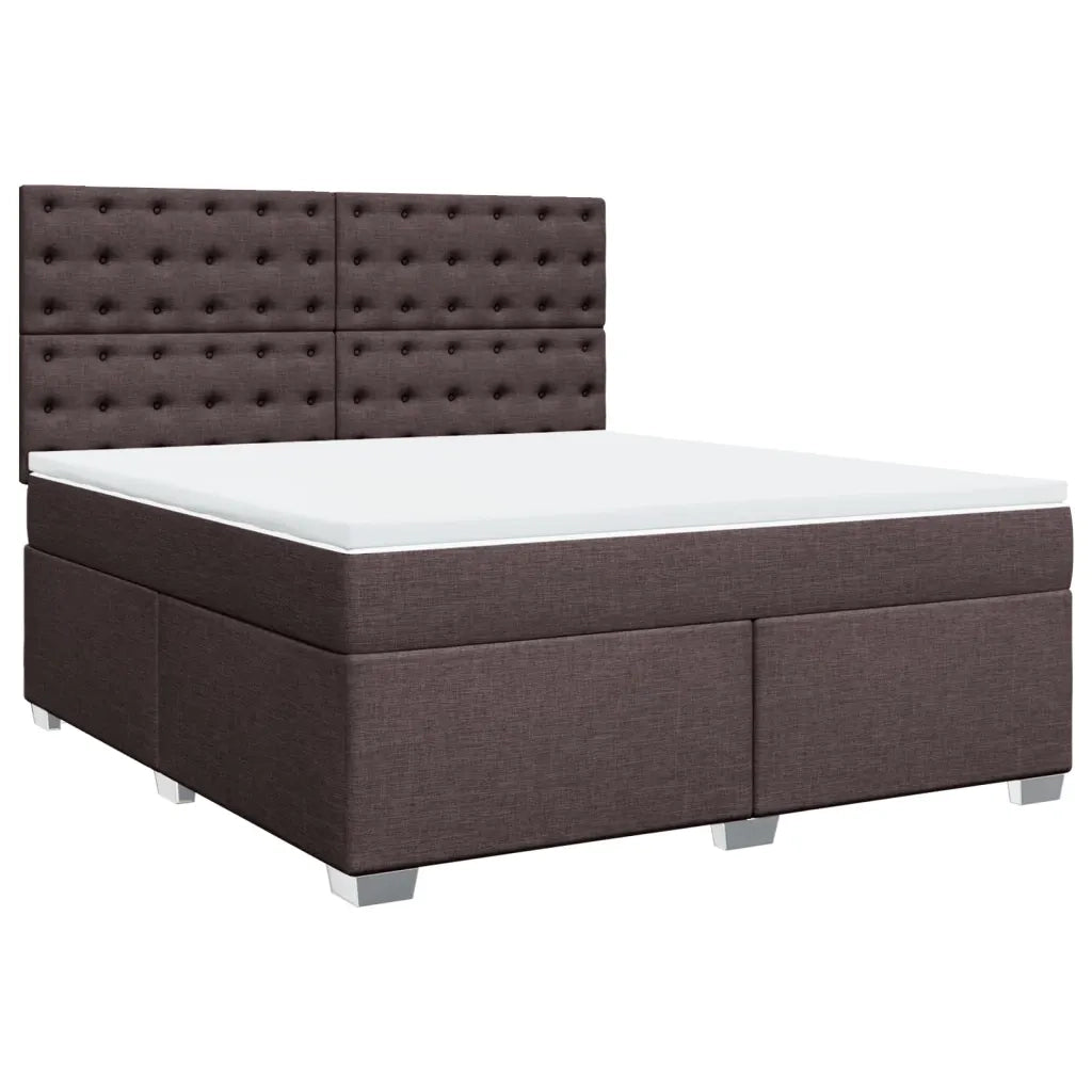 Giroletto a Molle con Materasso Marrone Scuro 180x200cm Tessuto