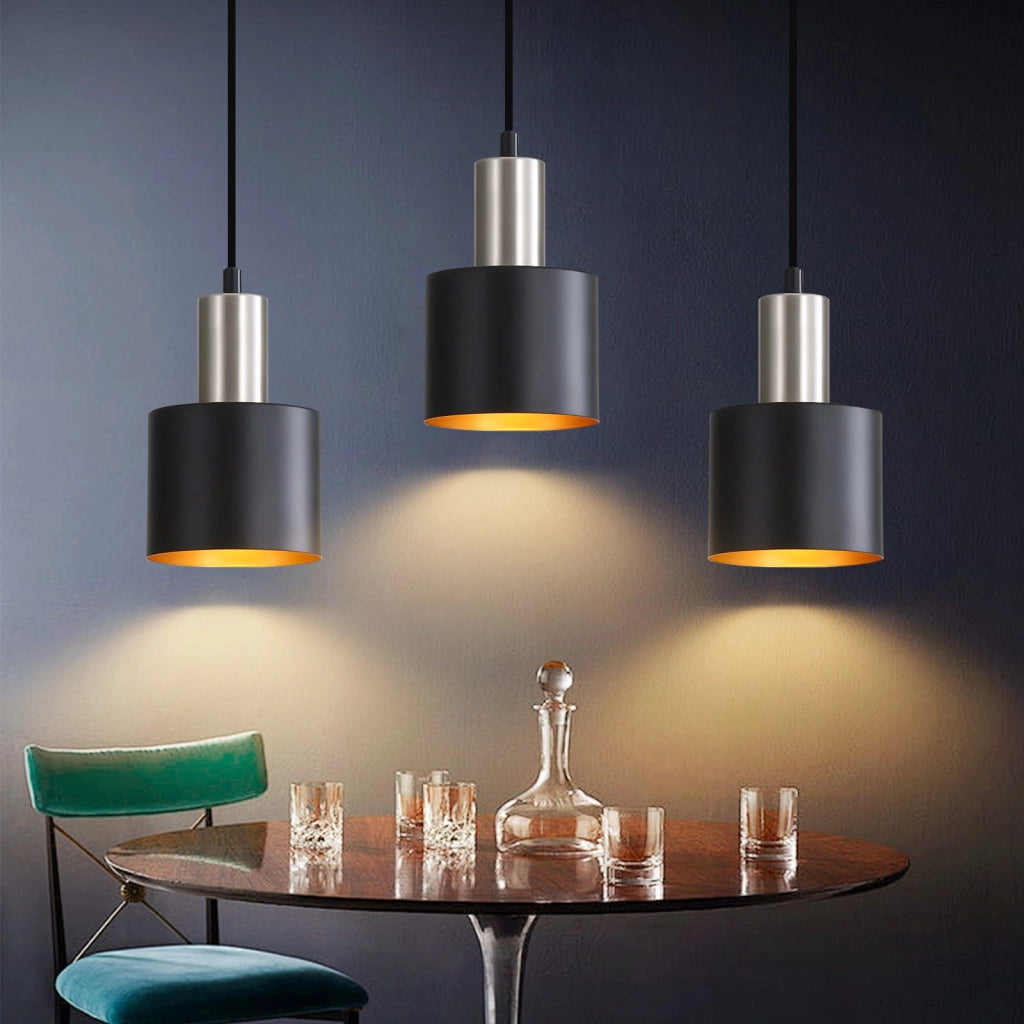 Lampada a sospensione ZMH nera retro regolabile altezza E27 per tavolo da pranzo e comodino