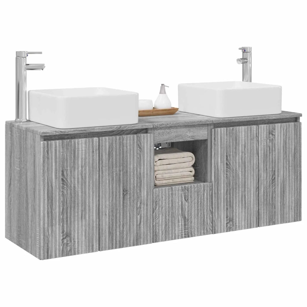 Set di Armadi da Bagno 3 pz Sonoma grigio 135 x 35 x 80 cm