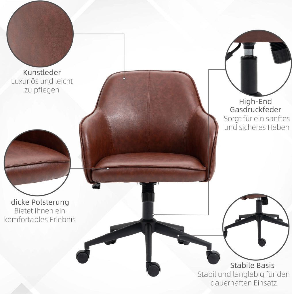 Sedia da ufficio girevole con funzione oscillante, marrone