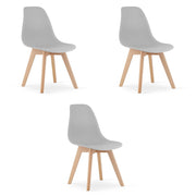 Sedia ergonomica Valora KITO con gambe in legno grigio x3
