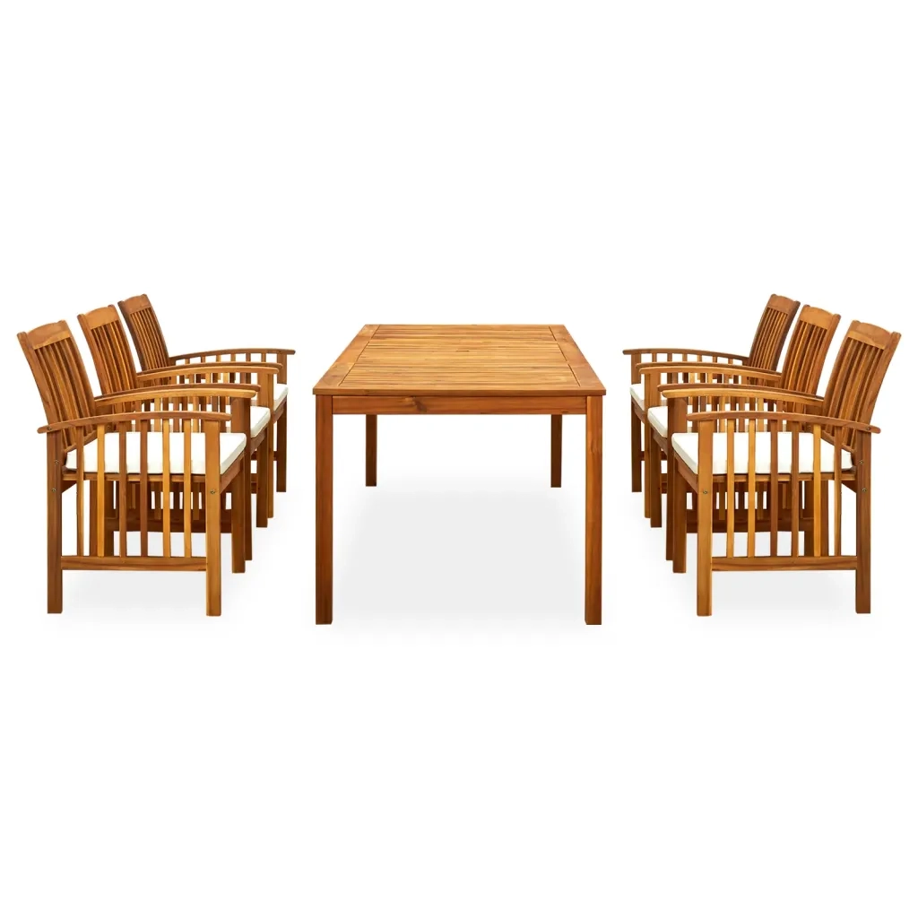 Set da Pranzo da Giardino 7 pz con Cuscini Massello di Acacia 3058090