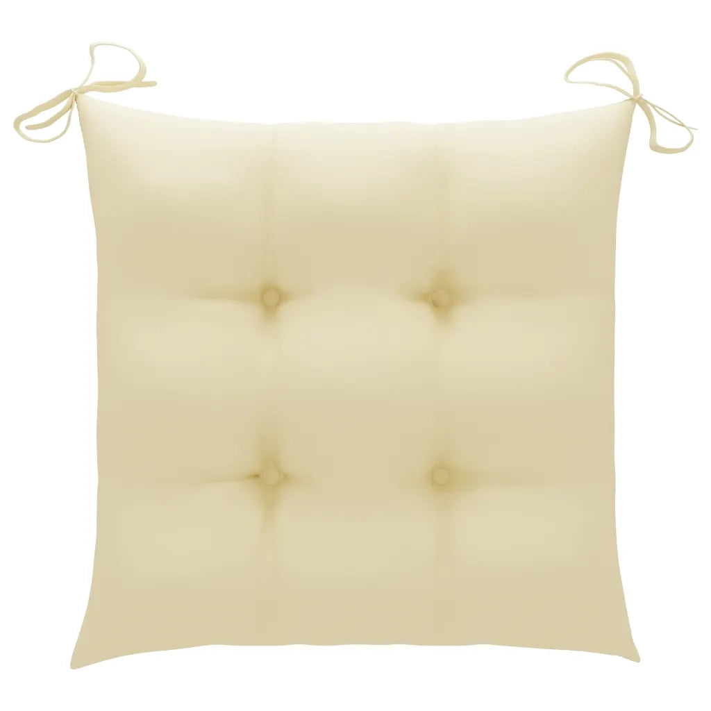 Sedie da Giardino 2 pz con Cuscini Bianco Crema Legno di Teak cod mxl 13408