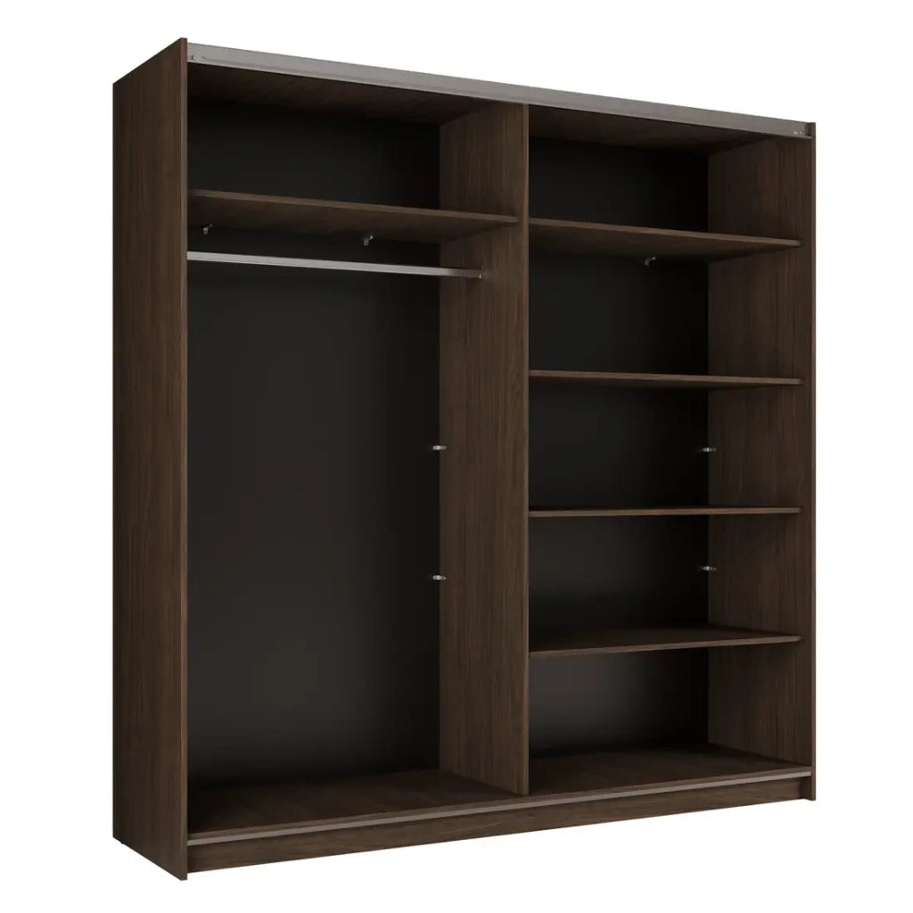 Armadio ARSALA 200 cm noce con specchio e porte scorrevoli design